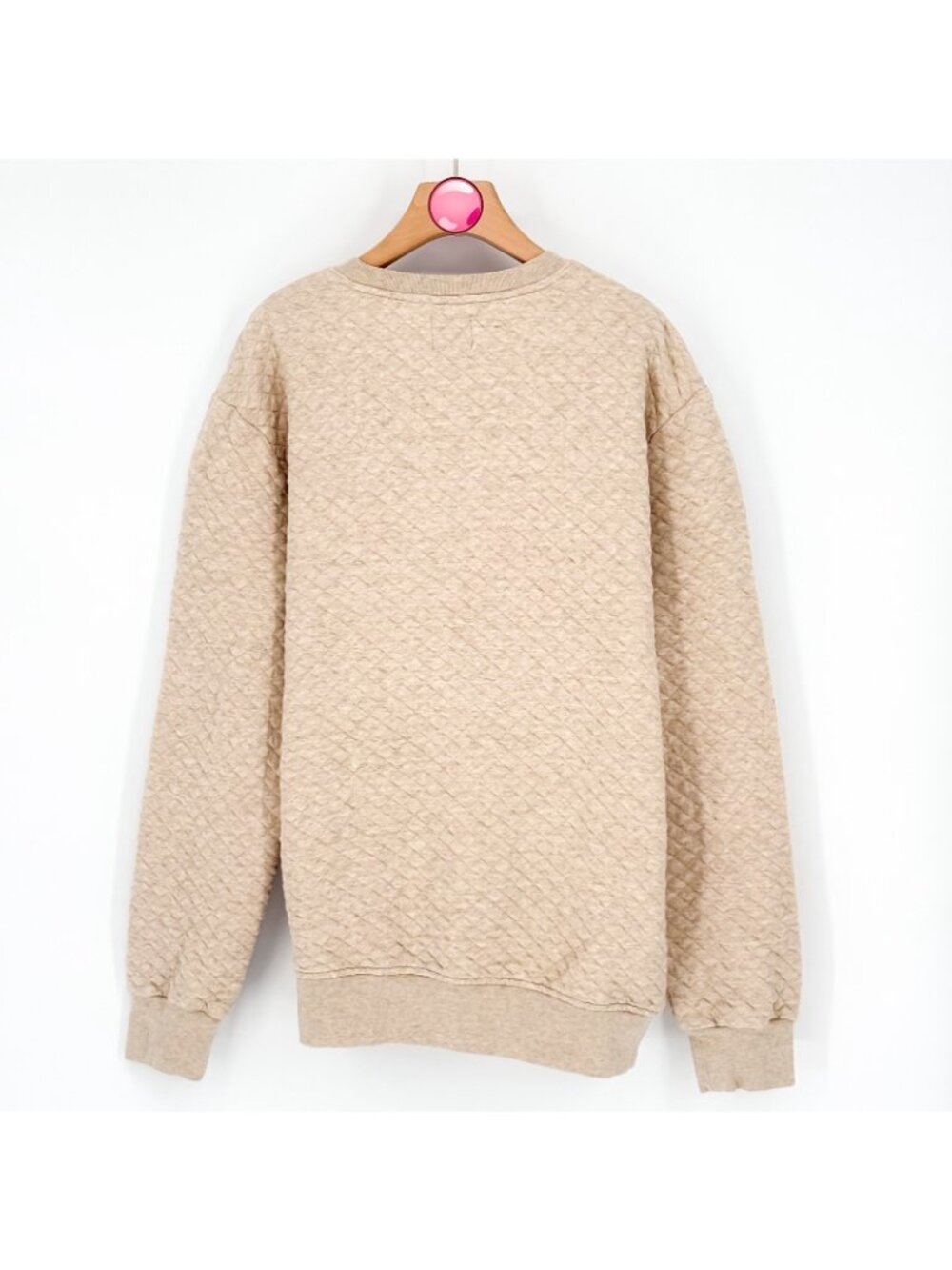 J. Crew Authentic Fleece Quilted Crewneck Oatmeal Sweatshirt Pullover Men’s XL - Picture 4 of 4